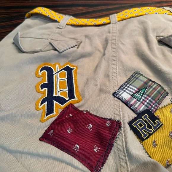 Ralph Lauren cargo firefighter tan canvas shorts P-Wing patches Men 30 waist - Picture 14 of 16